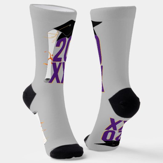 20XX Afstudeerder Pet en Diploma Afstuderen Sokken (Gebogen)