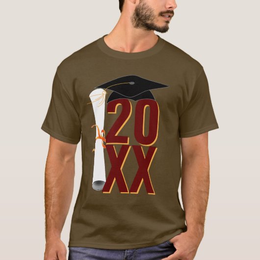 20XX Afstudeerder Pet en Diploma Afstuderen T-shirt (Voorkant)
