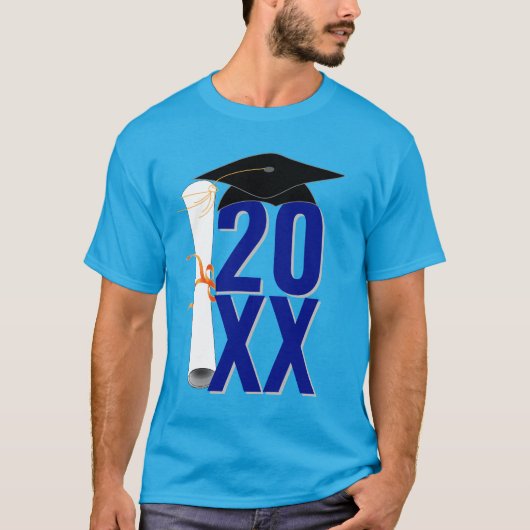 20XX Afstudeerder Pet en Diploma Afstuderen T-shirt (Voorkant)