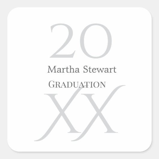 20XX bold le graduation name congrats school year  Vierkante Sticker (Voorkant)
