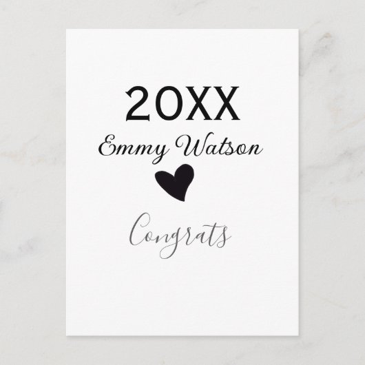 20XX bold letter congrats graduation name heart si Briefkaart (Voorkant)