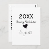 20XX bold letter congrats graduation name heart si Briefkaart (Voorkant / Achterkant)