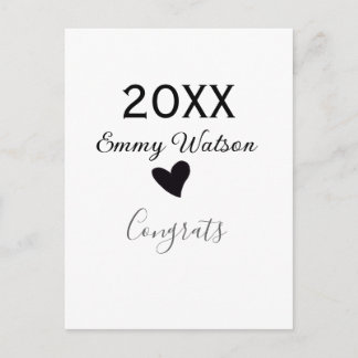 20XX bold letter congrats graduation name heart si Briefkaart