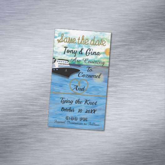 20XX cruise Ship Magnetic Save the Date Waterverf Magnetisch Visitekaartje (Voorbeeld)