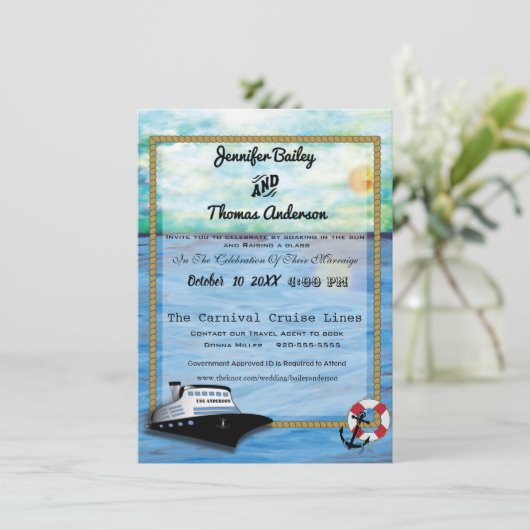 20XX Cruise Ship Waterverf Wedding Invitation Save The Date (Staand voorkant)