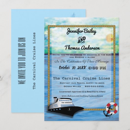 20XX Cruise Ship Waterverf Wedding Invitation Save The Date (Voorkant / Achterkant)
