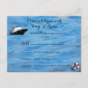 20XX Cruise Waterverf thema Wedding RSVP Briefkaar Uitnodiging Briefkaart