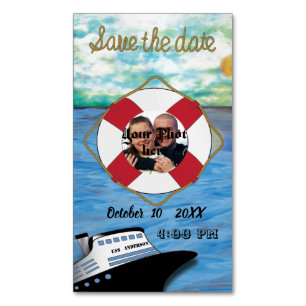 20XX Cruiseschip met Pic Save the Date Waterverf Magnetisch Visitekaartje