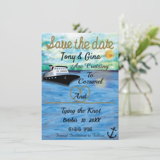 20XX Cruiseschip Waterverf Bewaar de datum Save The Date (Staand voorkant)
