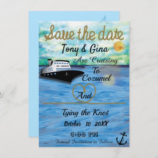 20XX Cruiseschip Waterverf Bewaar de datum Save The Date (Voorkant / Achterkant)