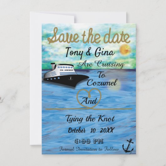 20XX Cruiseschip Waterverf Bewaar de datum Save The Date (Voorkant)