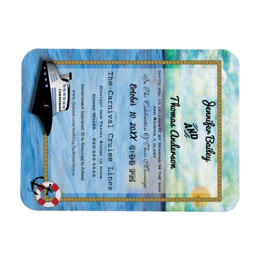 20XX Cruiseschip Waterverf bruiloft uitnodiging Magneet (Horizontaal)