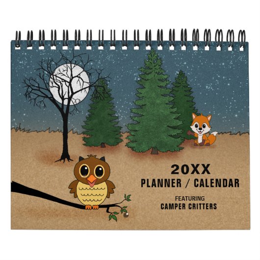 20XX Cute Camping Animal Pets RV Wildlife Planner Kalender (Hoes)