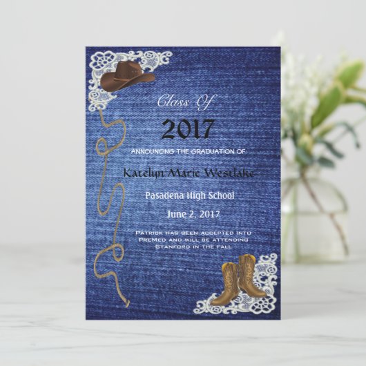 20XX Denim, Boots & Lace Afstuderen Aankondiging (Staand voorkant)