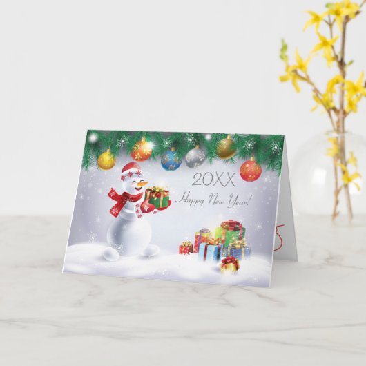 20XX gelukkig Nieuwjaar! Winterfeestdag Kaart (Gele Bloem)