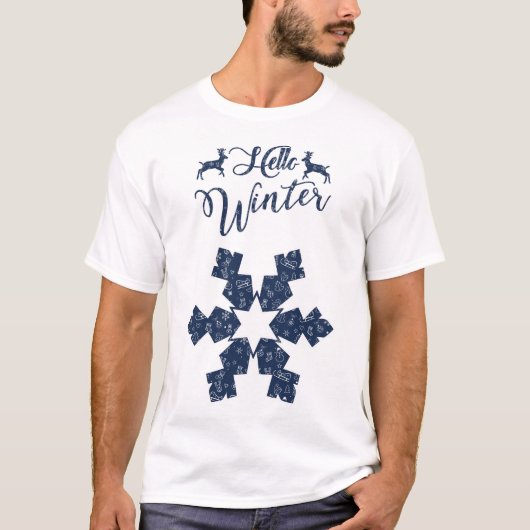 20XX Hallo Winter Holiday Snowflake Pattern T-shirt (Voorkant)