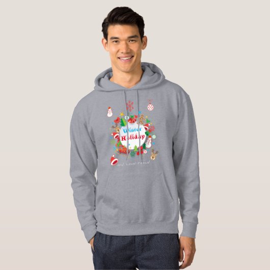 20XX Hallo Winter Holiday Symbols Pattern Hoodie (Voorkant volledig)