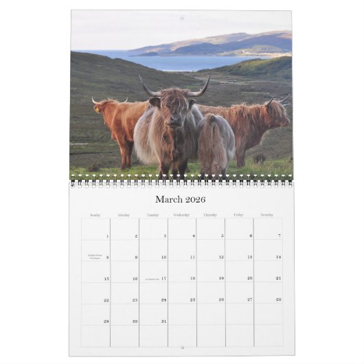 20XX Maandelijkse Koe Muur Kalender Rundvee Koeien (Mar 2026)