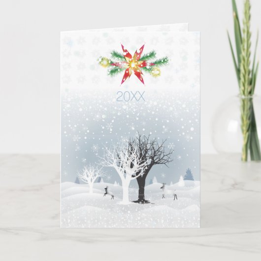 20XX Nieuwjaar Kerstmis Sneeuw Sprookje Fine Art Notitiekaartje (Voorkant)