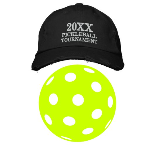 20XX Pickleball Tournament Black Baseball Hat Geborduurde Pet