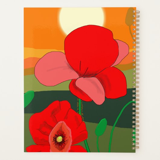 20XX Poppy weide bij zonsondergang Planner (Achterkant)