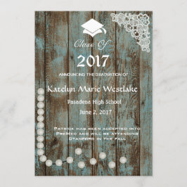 20XX Rustic, Lace & Pearls Afstuderen Aankondiging