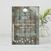 20XX Rustic, Lace & Pearls Afstuderen Aankondiging (Staand voorkant)