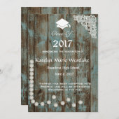 20XX Rustic, Lace & Pearls Afstuderen Aankondiging (Voorkant / Achterkant)