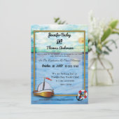 20XX Sail Boat Waterverf Wedding Invitation Save The Date (Staand voorkant)