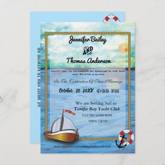 20XX Sail Boat Waterverf Wedding Invitation Save The Date (Voorkant / Achterkant)