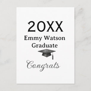 20XX vetgedrukte letter felicitatie afstuderen naa Briefkaart