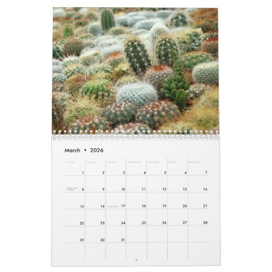 20XX vetplanten Cactus liefhebbers gepersonaliseer Kalender (Mar 2026)