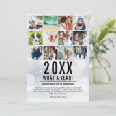 20XX Wat een jaar familie Foto Collage Snow Holida Feestdagenkaart (Staand voorkant)