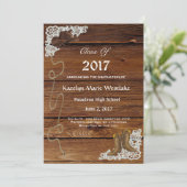 20XX Wood, Boots & Lace Afstudeeruitnodiging Aankondiging (Staand voorkant)