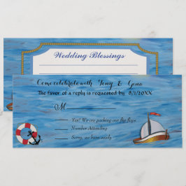 20XX Zeilboot Aquarel Huwelijks RSVP Kaarten
