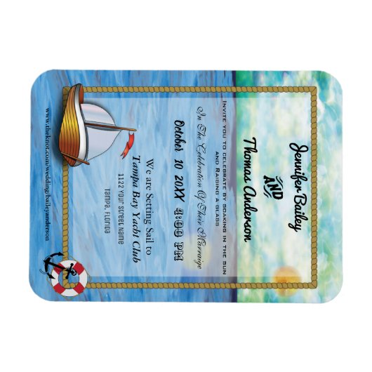 20XX Zeilboot Waterverf bruiloft uitnodiging Magneet (Horizontaal)