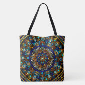 210 - Blue and Gold Mandala - Canvas tas (Achterkant)