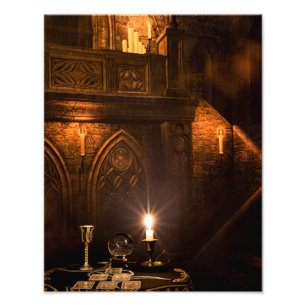 2114-Middeleeuws kasteel Tarot lezen Foto Afdruk