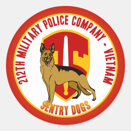 212e MP Co. Vietnam - Sentry-honden Ronde Sticker (Voorkant)
