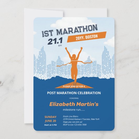 21.1km 1e Marathon-Post Marathonfeest Kaart (Voorkant)