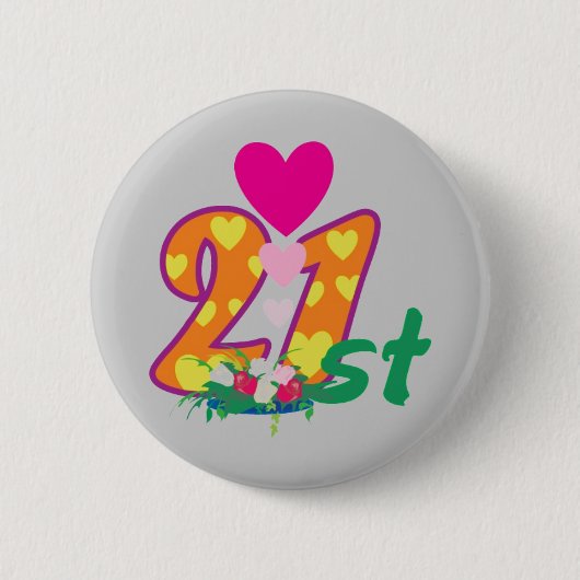 21, 21 vandaag gepersonaliseerde verjaardag ronde button 5,7 cm (Voorkant)