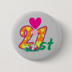 21, 21 vandaag gepersonaliseerde verjaardag ronde button 5,7 cm