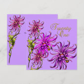 21 21e verjaardag Elegant White Floral Pink Paars Kaart (Voorkant / Achterkant)