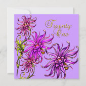 21 21e verjaardag Elegant White Floral Pink Paars Kaart (Voorkant)