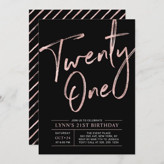 21 | 21e verjaardag van Roos Gold en Black Kaart (Voorkant / Achterkant)