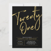 21 | 21ste verjaardag zwart-wit en gouden afbeeldi kaart (Voorkant)