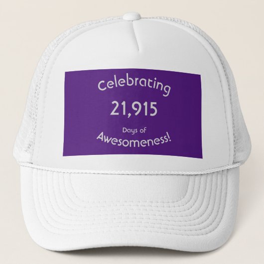 21.915 dagen van Awesomeness 60 verjaardag vieren Trucker Pet (Voorkant)