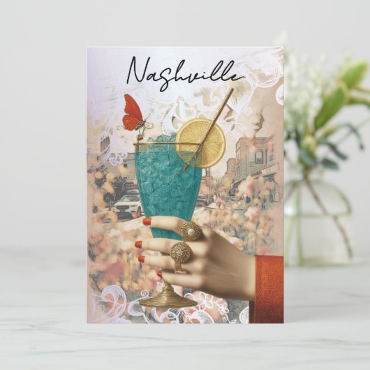 *~*  21 A101 Cocktail FOTO Nashville AFGEVAARDIGDE Kaart (Staand voorkant)