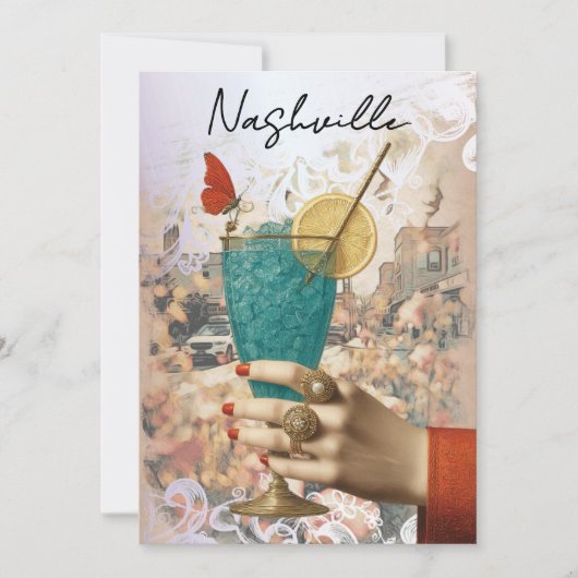 *~*  21 A101 Cocktail FOTO Nashville BACHELORETTEF Kaart (Voorkant)