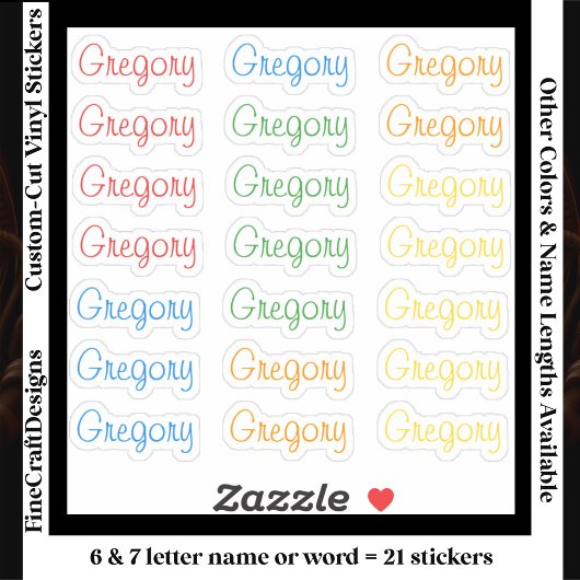 21 Aangepaste moderne 6/7 letters naam woord helde Sticker